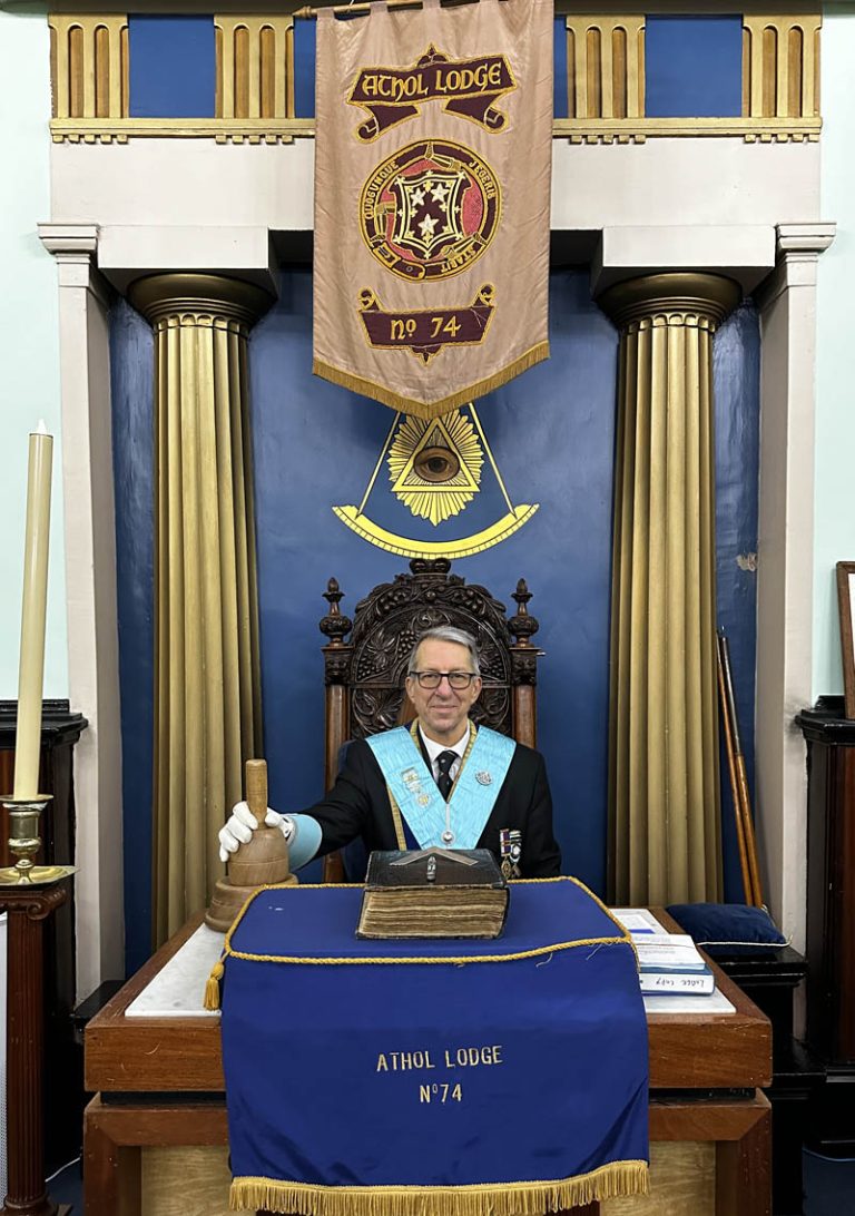 Athol Lodge No74 Worshipful Master in Chair Birmingham Uk Masons